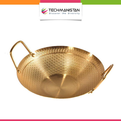 Golden Honeycomb Print Wok with Handles Techmanistan