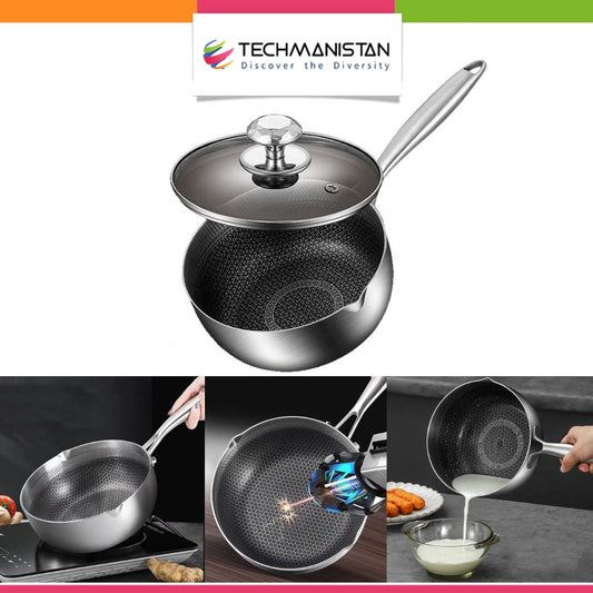 Honeycomb Print Laser Coated Nonstick Steel Soup Pot With Lid