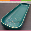 Green with Splatter Multipurpose Long Ceramic Tray