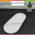 Oval Marble-Design Ceramic Serving Tray