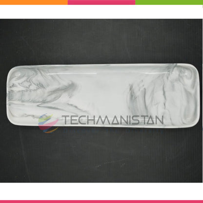 Marble-Design Rectangular Ceramic Serving Plate