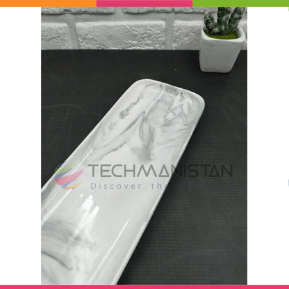 Marble-Design Rectangular Ceramic Serving Plate