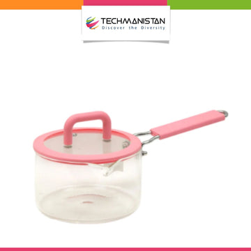 Heat Resistant Borosilicate Glass Pot with Lid & Long Handle – 1.8L