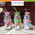 Random Color Water Bottle with Stainless Steel Straw and Silicone Lid