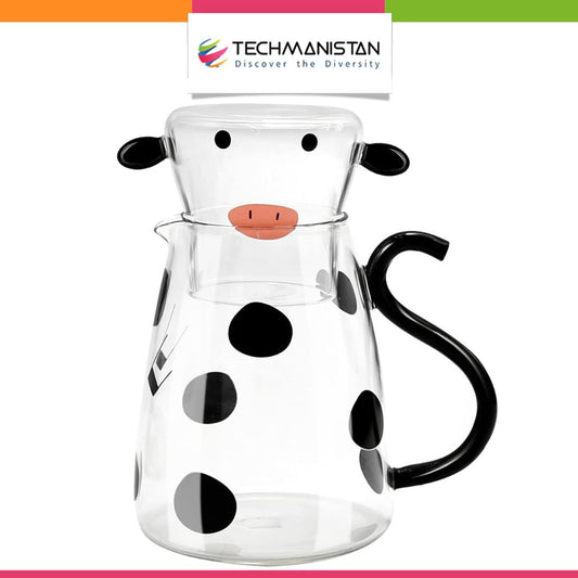 550ml Cow Glass Carafe Pitcher with Glass Mug
