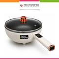 Deep Honeycomb Non-Stick Electric Sauce Pan with Glass Lid