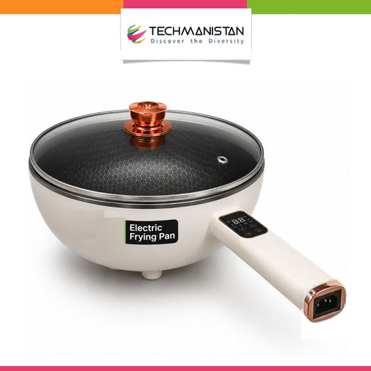 Deep Honeycomb Non-Stick Electric Sauce Pan with Glass Lid