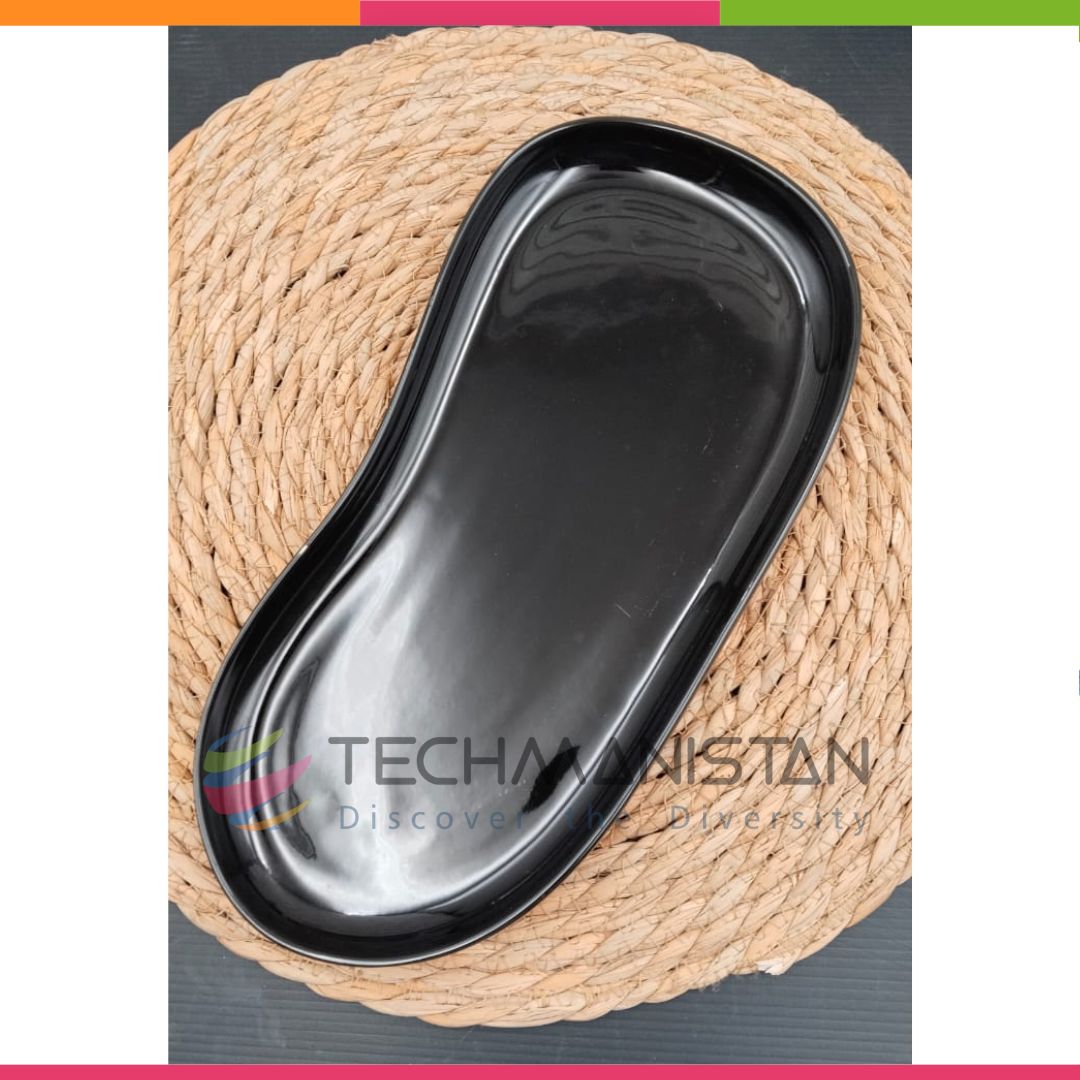Kidney Shape Black Ceramic Serving Plate