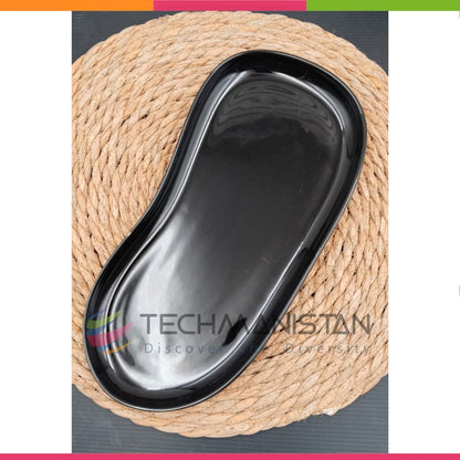 Kidney Shape Black Ceramic Serving Plate