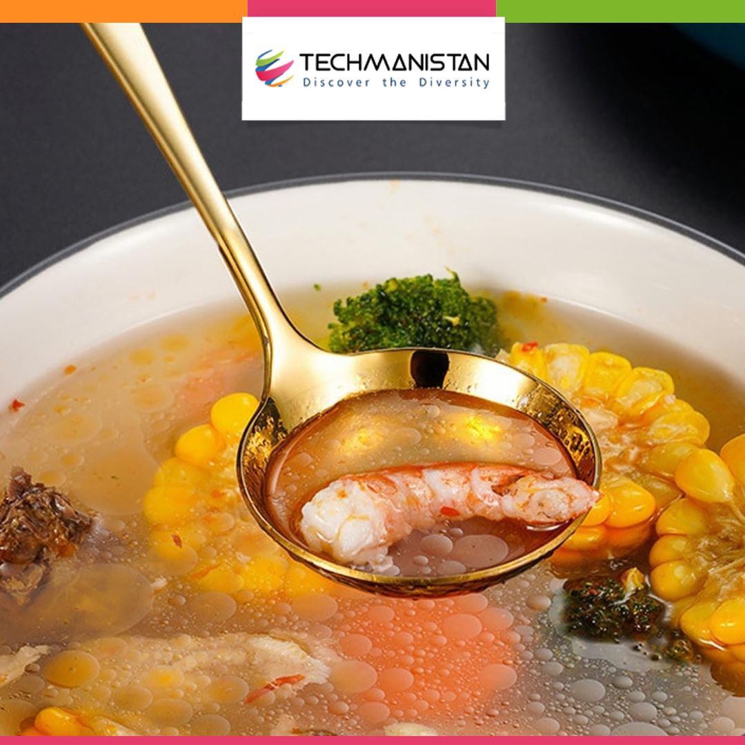 Golden Mirror Polished Steel Soup Serving Spoon