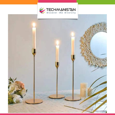 Set of 3 - Golden Candle Holders