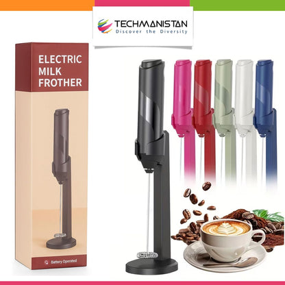 Battery-Operated Electric Milk Frother with Stand