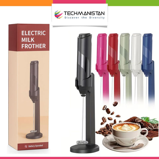 Battery-Operated Electric Milk Frother with Stand