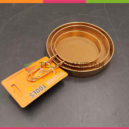 Set of 3 - Stainless Steel Fine Mesh Flour & Cocoa Sieve Strainers