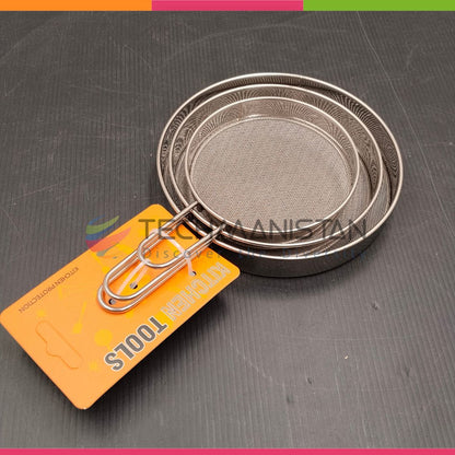 Set of 3 - Stainless Steel Fine Mesh Flour & Cocoa Sieve Strainers