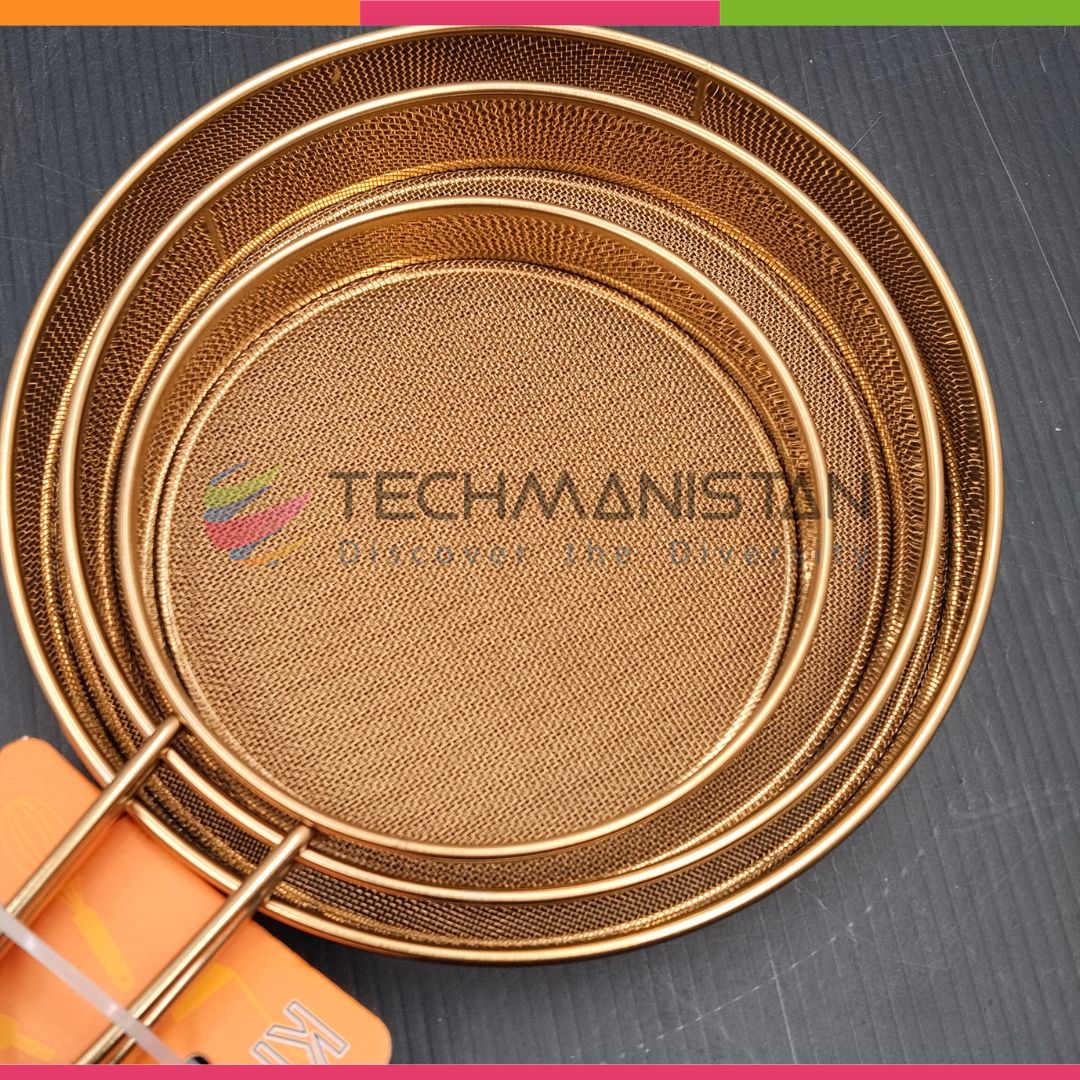 Set of 3 - Stainless Steel Fine Mesh Flour & Cocoa Sieve Strainers