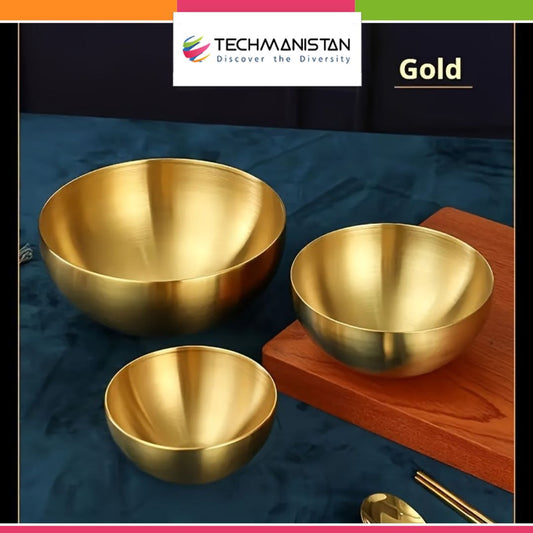 3 Pcs Golden Stainless Steel Bowls Set