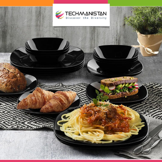 Luxury Black Marble Dinner Plate Set