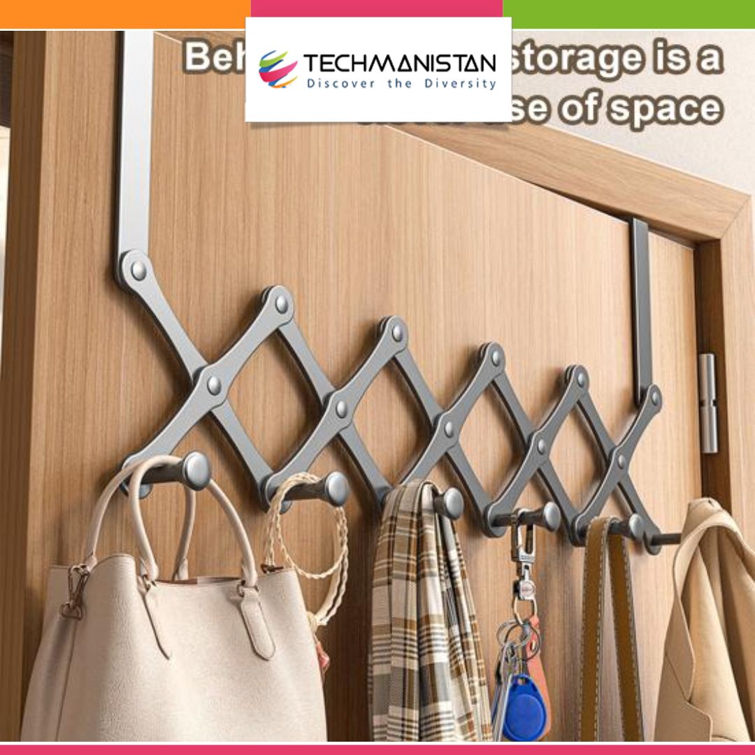 Retractable Over The Door Hook Organizer Rack