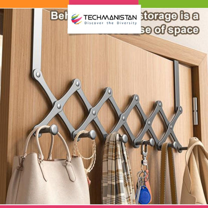 Retractable Over The Door Hook Organizer Rack