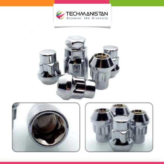 Anti-Theft Wheel Bolts - Car Tyre Security Nuts - Set of 4 Locks and 1 Key
