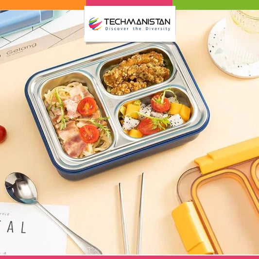 Random Cartoon Themed 3 Compartment Insulated Lunch Box