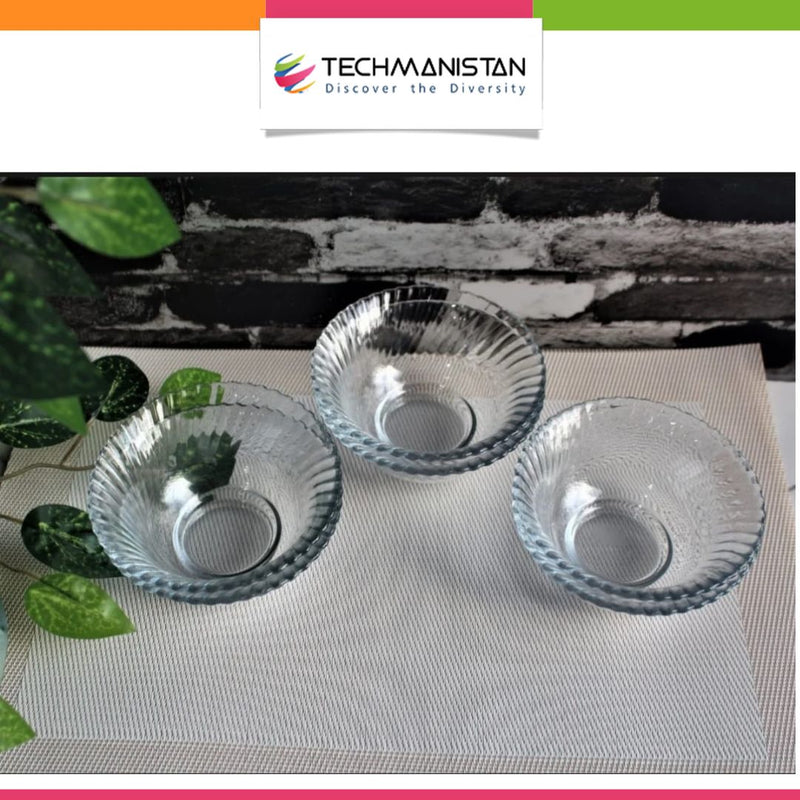 Set of 6 Diamond Fruit Bowls Clear Glass Dessert Bowl