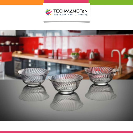 Set of 6 Diamond Fruit Bowls Clear Glass Dessert Bowl