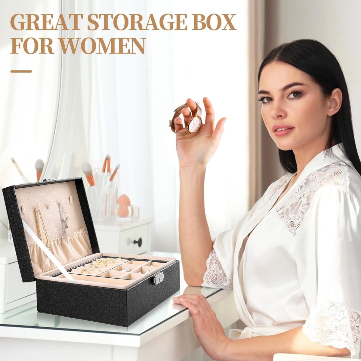 Double - Layer Jewelry Storage Box - Techmanistan in Pakistan