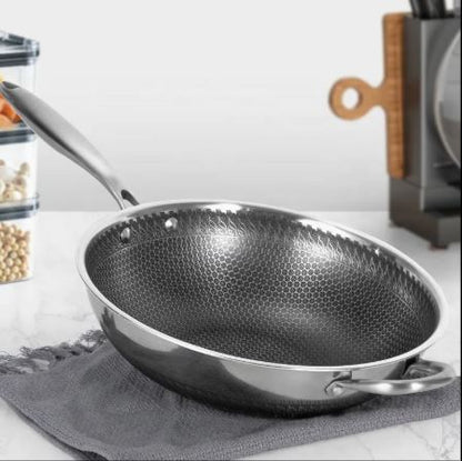 Double Sided Laser Coated Wok Karahi With Tempered Glass Lid - Techmanistan in Pakistan