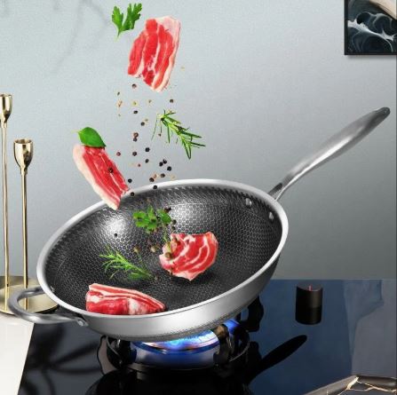 Double Sided Laser Coated Wok Karahi With Tempered Glass Lid - Techmanistan in Pakistan