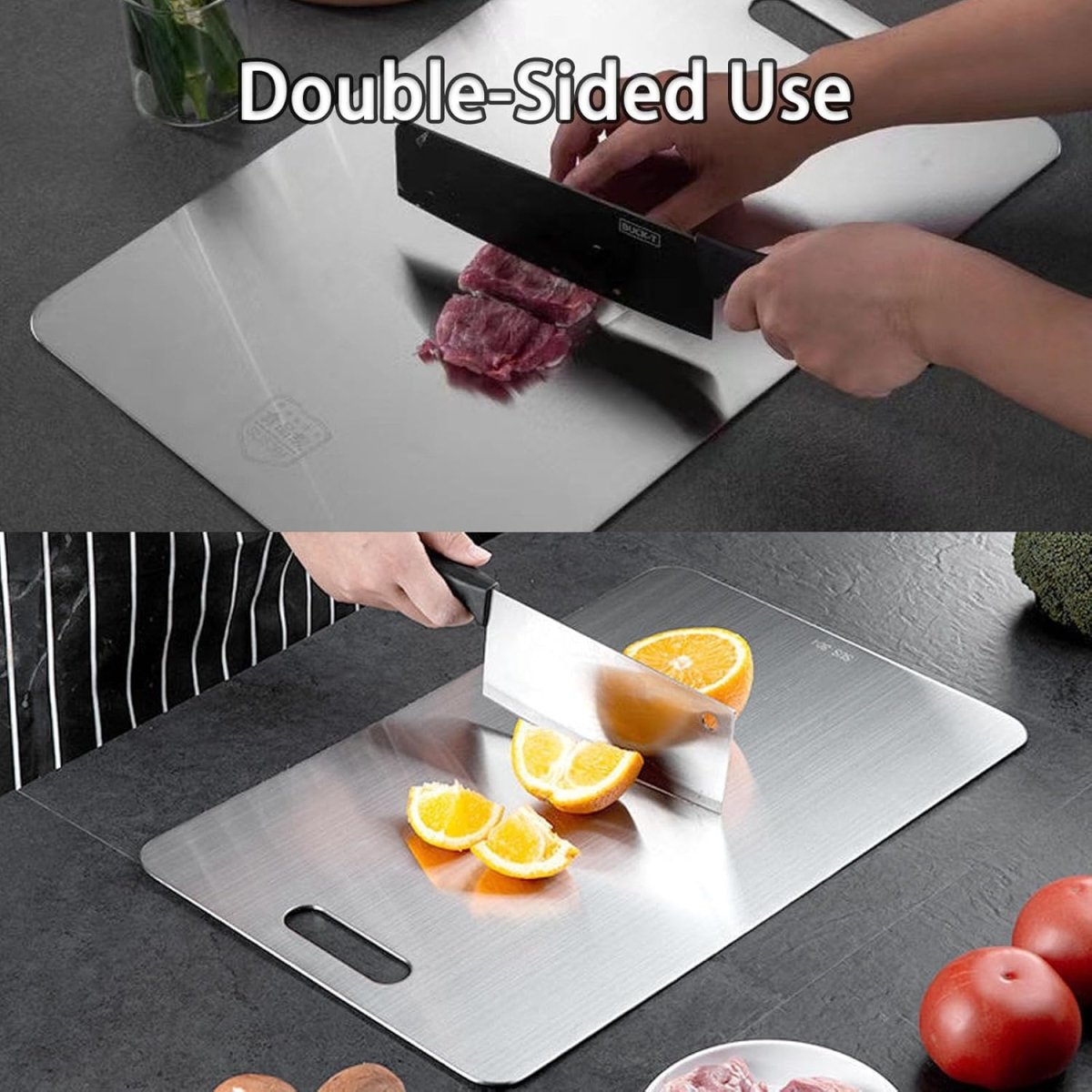 Double - Sided Stainless Steel Cutting Board - Techmanistan in Pakistan