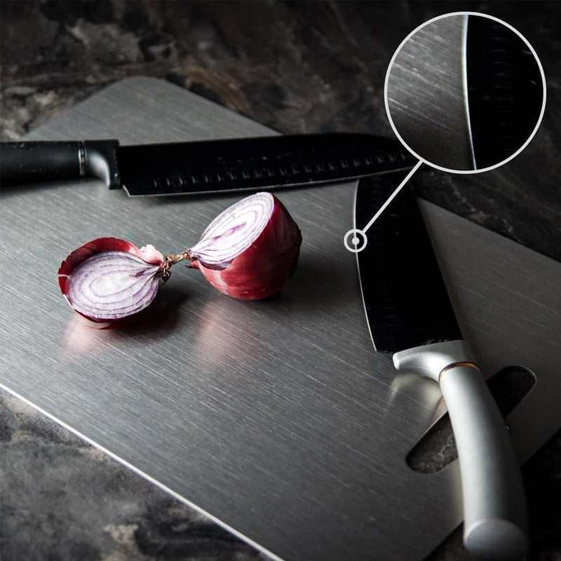 Double - Sided Stainless Steel Cutting Board - Techmanistan in Pakistan