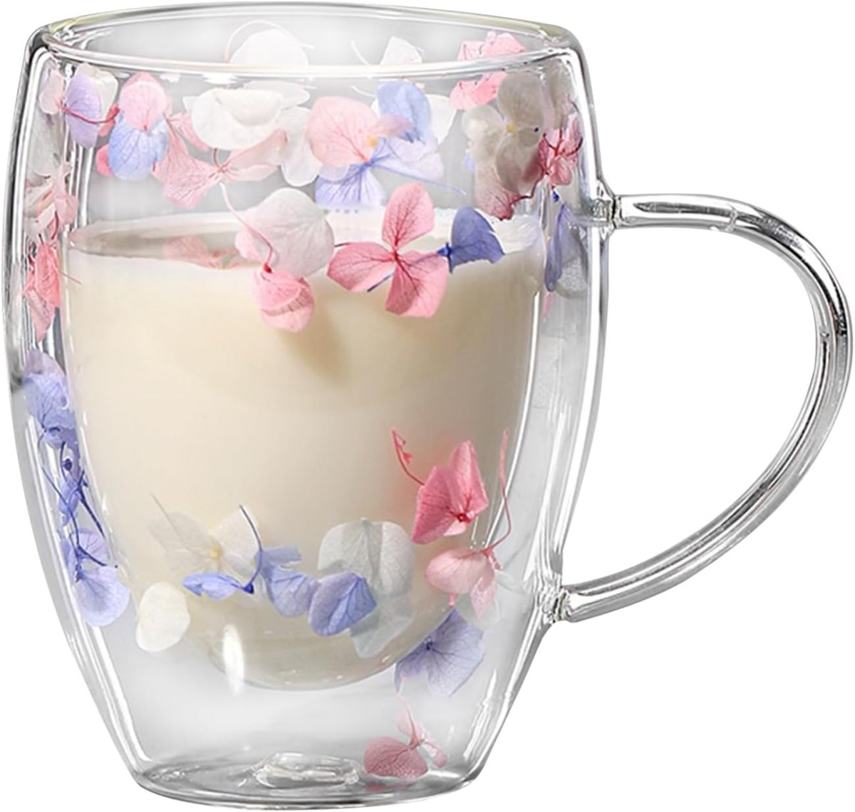 Double Wall Glass Mug with Dry Flowers - Techmanistan in Pakistan