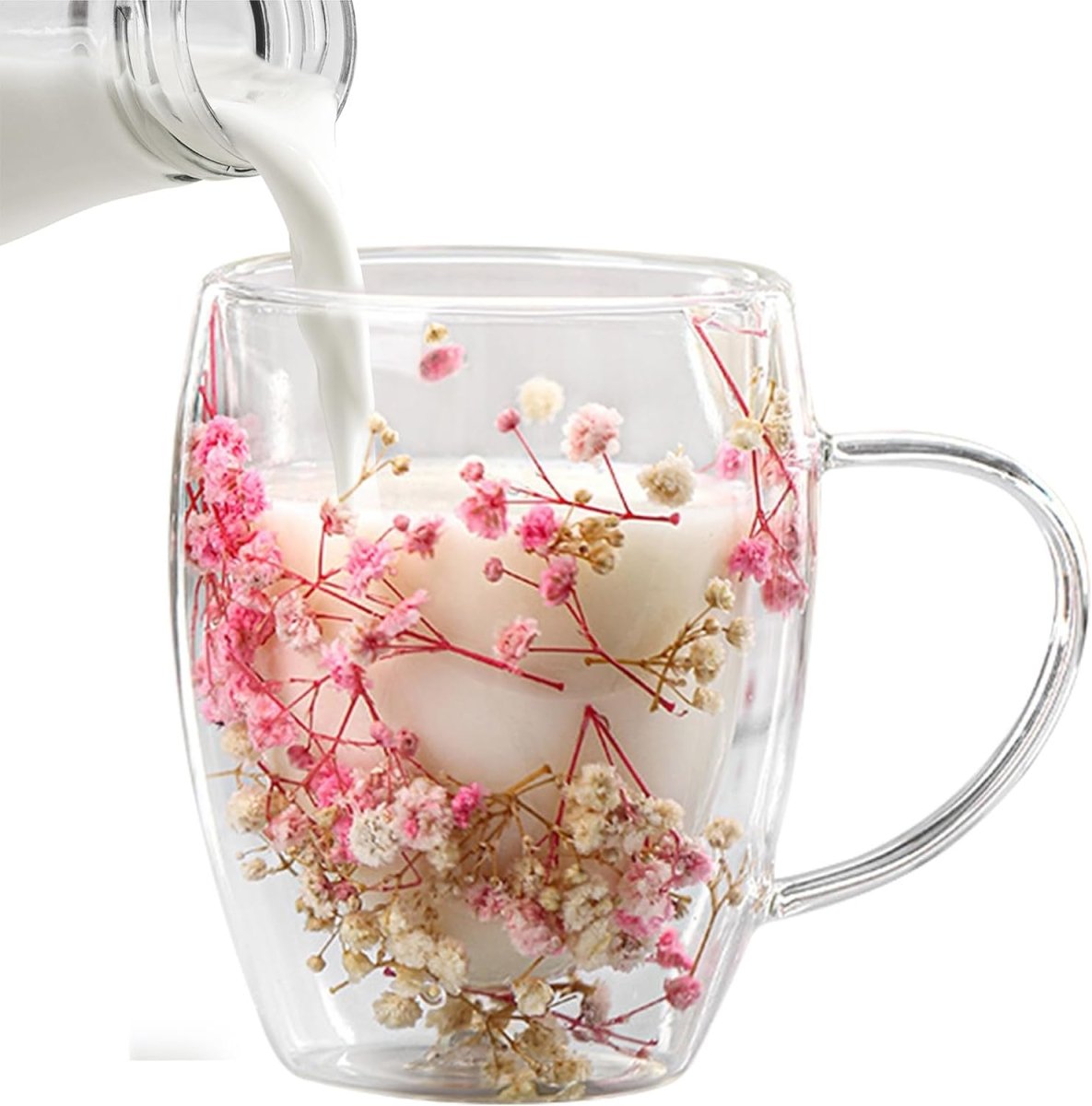 Double Wall Glass Mug with Dry Flowers - Techmanistan in Pakistan