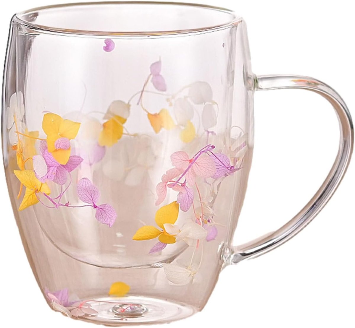 Double Wall Glass Mug with Dry Flowers - Techmanistan in Pakistan