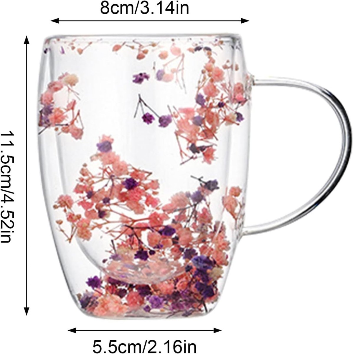 Double Wall Glass Mug with Dry Flowers - Techmanistan in Pakistan