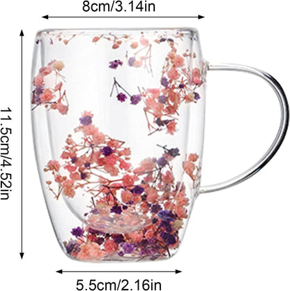 Double Wall Glass Mug with Dry Flowers - Techmanistan in Pakistan