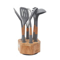 7-Piece Kitchen Spoon Set with Wooden Base