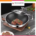 Honeycomb Laser Coated Wok With Lid – Dual Handle Stainless Steel Karahi