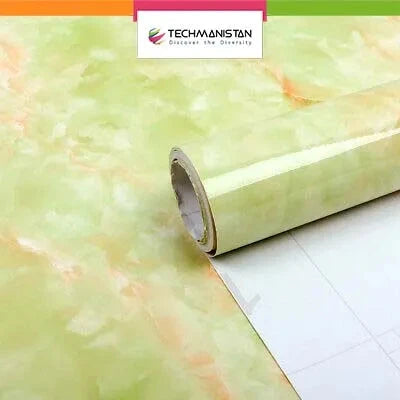 Self Adhesive Marble Design Furniture Stickers PVC Wallpaper Cabinets Gloss Film Techmanistan