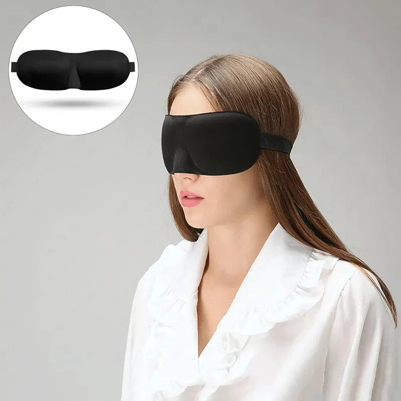 3D Soft Padded Blindfold Eye Sleep Mask displayed on a white background, highlighting its ergonomic design and soft material.