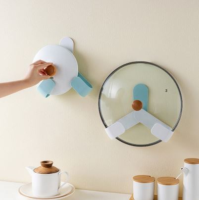 Self Adhesive No Punch Wall Mounted Pot Lid Holder, 160° Rotatable Pot Lid Stand My Store