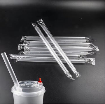 Pack of 50 Disposable Bubble Tea Straws — Clear Wide Boba Straws