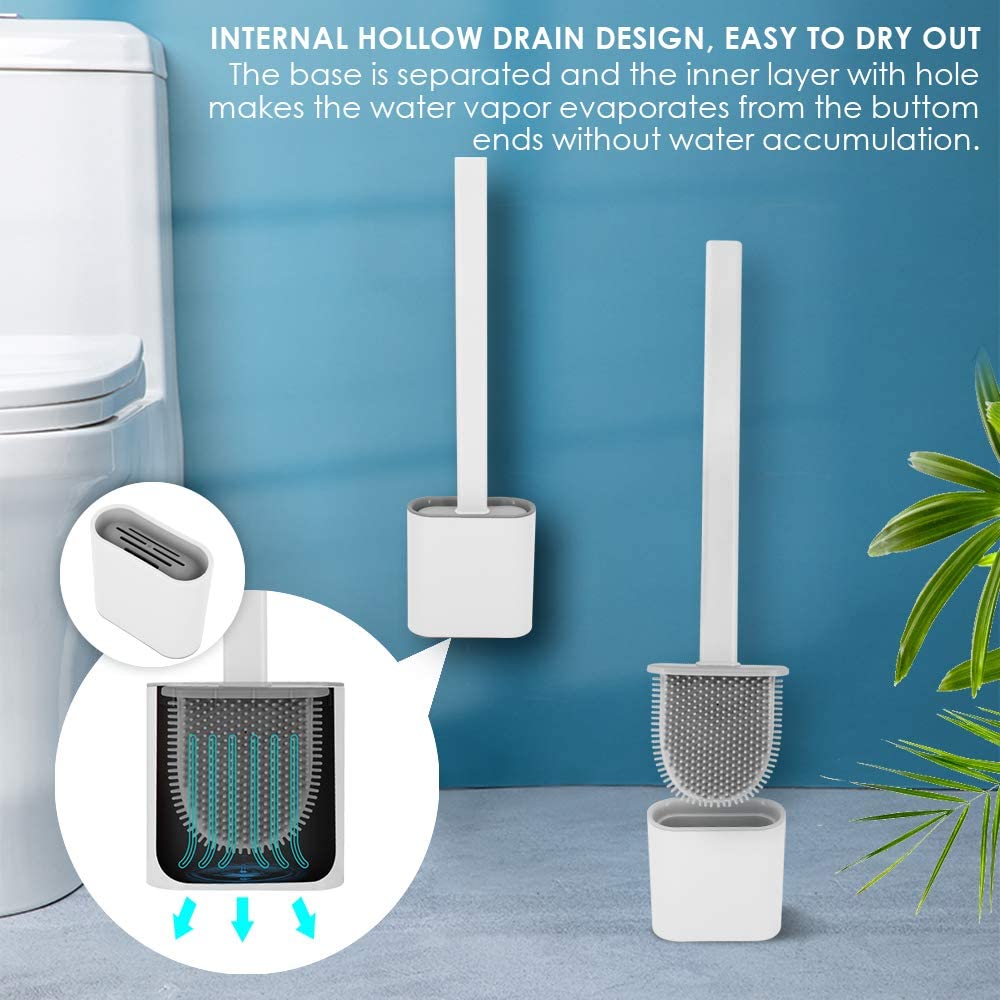 Household Silicone Toilet Brush and Holder Set, Toilet Brush with Soap  Dispenser, Punch-Free Wall Hanging Toilet Brush with Liquid, Long Handle Toilet  Brush with Base-White+Green