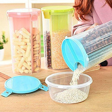 3 Compartment 3 in 1 Food Storage Jar Cereal Dispenser--Techmanistan-Techmanistan