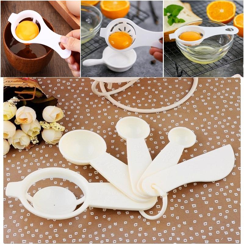 Yolk Separator, Leveler, Measuring Spoons & Cup With Lid Cover Set Techmanistan