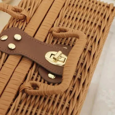 Plastic Rattan Storage Basket With Handle Suitcase Box Techmanistan