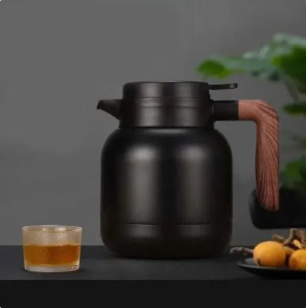 Random Color - 1000ml/1500ml Vacuum Coffee Pot With Wooden Handle