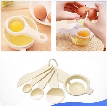 Yolk Separator, Leveler, Measuring Spoons & Cup With Lid Cover Set Techmanistan